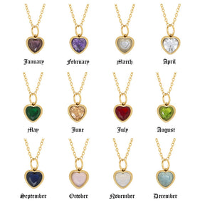 BohoMoon Stainless Steel Love Heart Birthstone Necklace