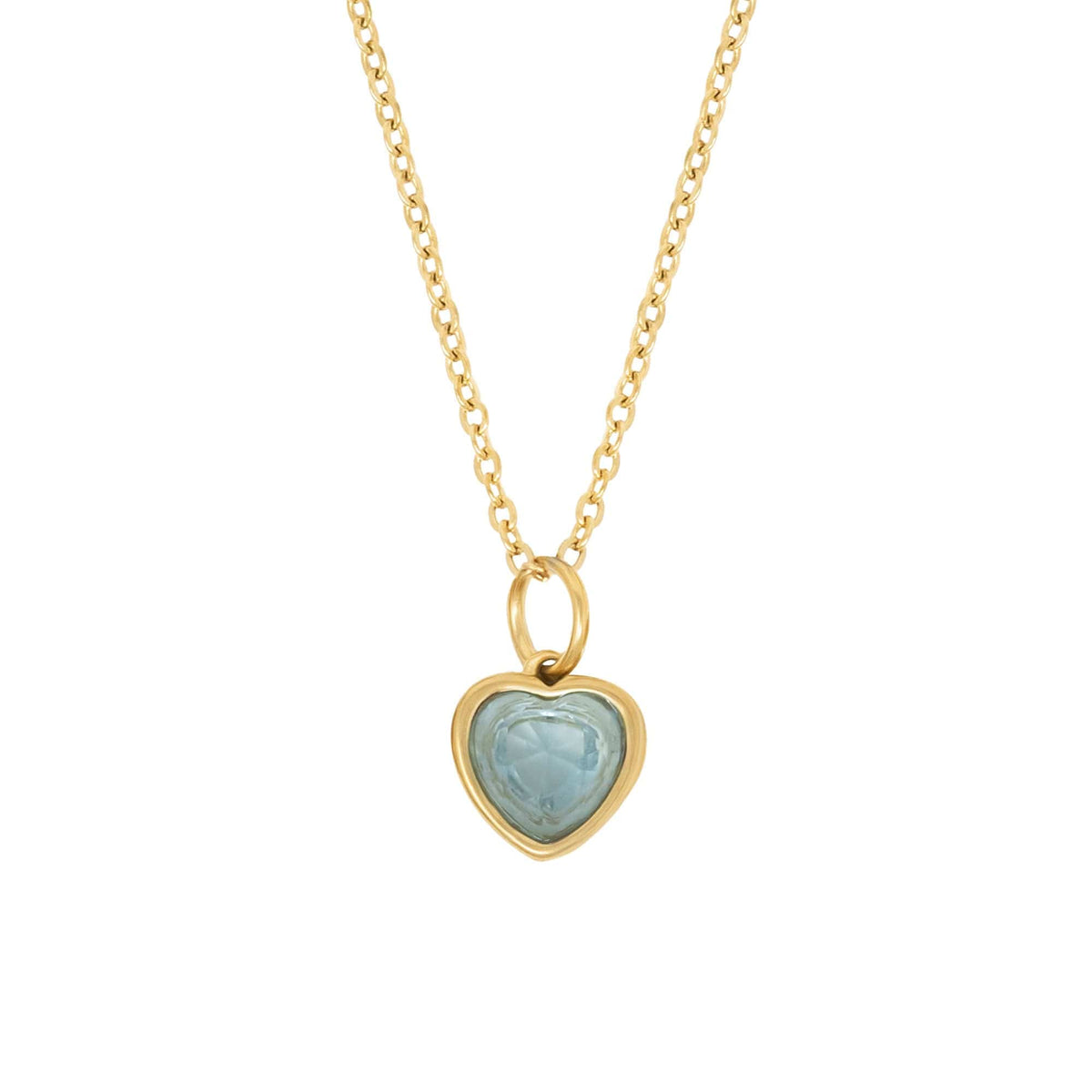 BohoMoon Stainless Steel Love Heart Birthstone Necklace Gold / December
