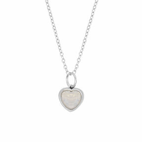 BohoMoon Stainless Steel Love Heart Birthstone Necklace Silver / November