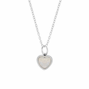 BohoMoon Stainless Steel Love Heart Birthstone Necklace Silver / November