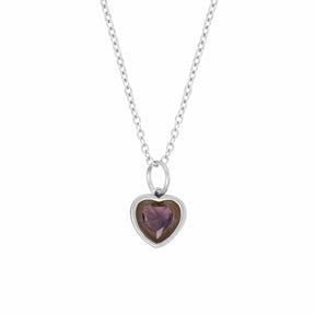 BohoMoon Stainless Steel Love Heart Birthstone Necklace Silver / January