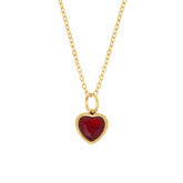 BohoMoon Stainless Steel Love Heart Birthstone Necklace Gold / July