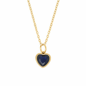 BohoMoon Stainless Steel Love Heart Birthstone Necklace Gold / September