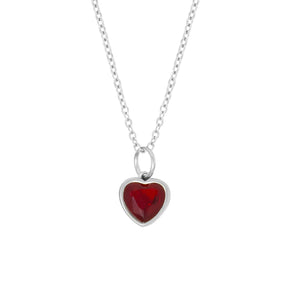 BohoMoon Stainless Steel Love Heart Birthstone Necklace Silver / February