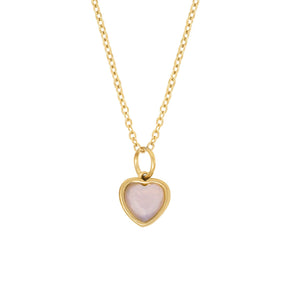 BohoMoon Stainless Steel Love Heart Birthstone Necklace Gold / October