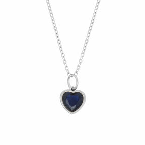 BohoMoon Stainless Steel Love Heart Birthstone Necklace Silver / September