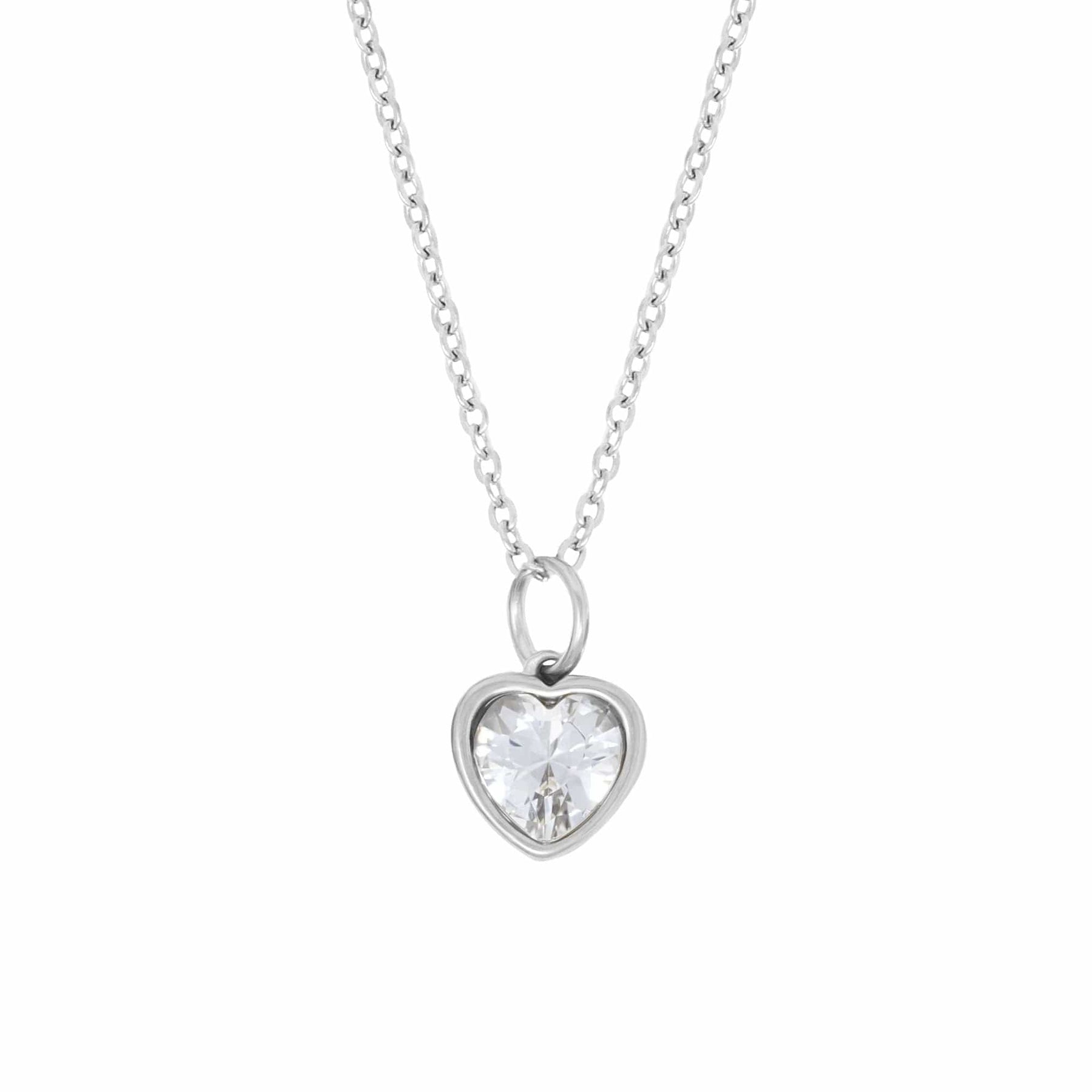 BohoMoon Stainless Steel Love Heart Birthstone Necklace