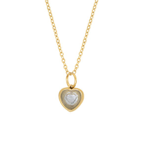 BohoMoon Stainless Steel Love Heart Birthstone Necklace Gold / March