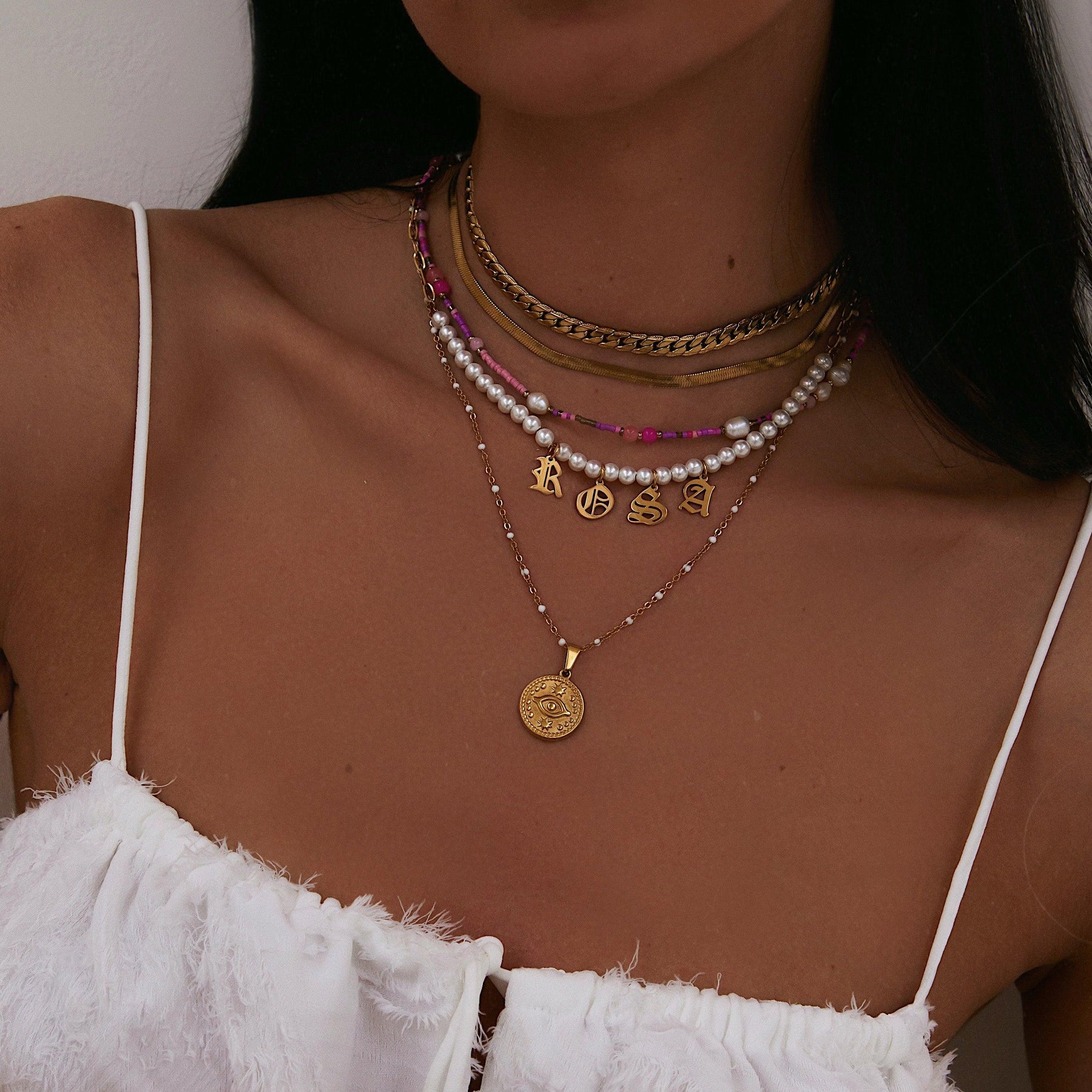 BohoMoon Stainless Steel Luau Pearl Custom Choker Gold