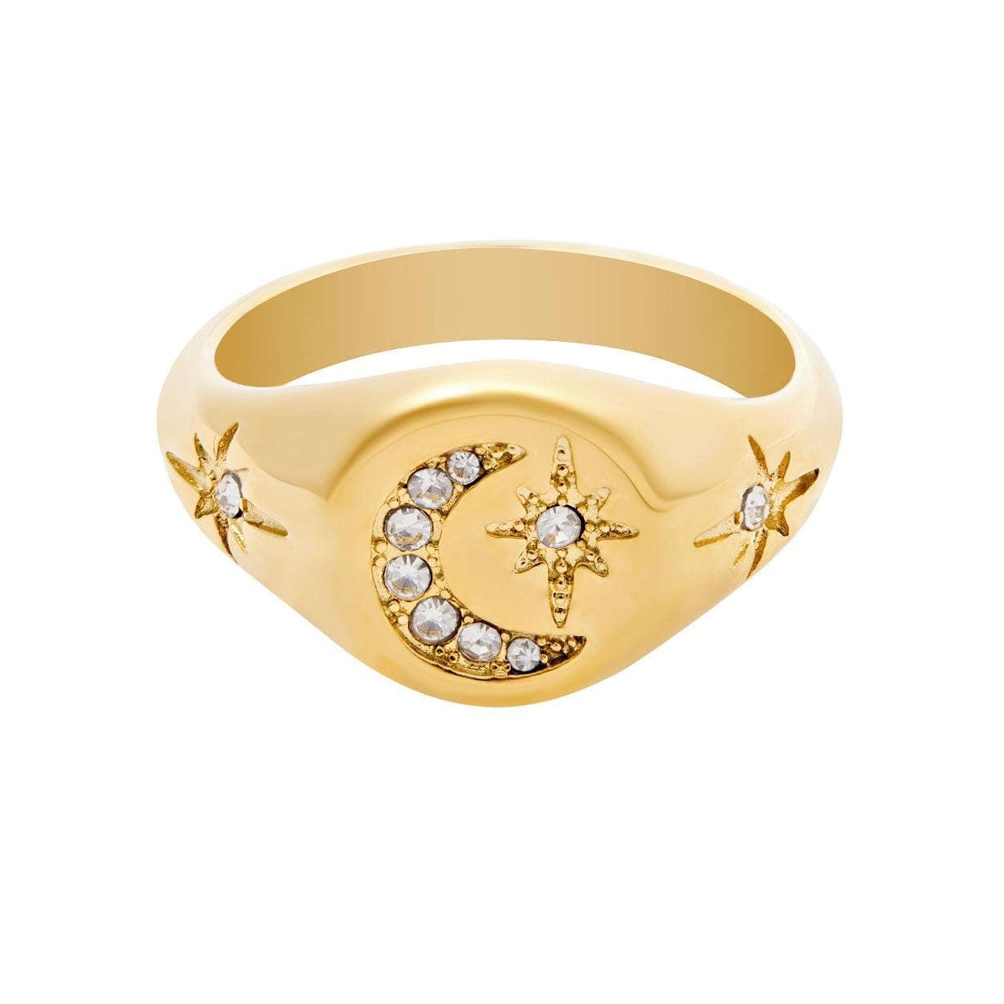 BohoMoon Stainless Steel Luna Signet Ring Gold / US 6 / UK L / EUR 51 (small)
