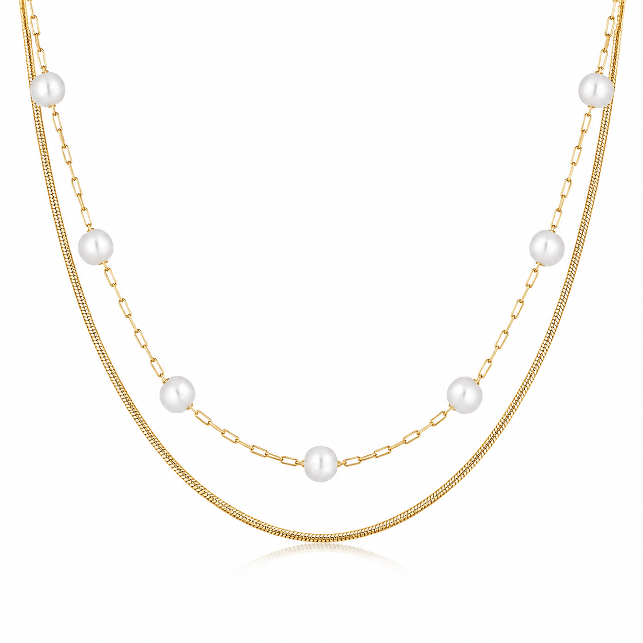 Bohomoon Stainless Steel Lydia Pearl Layered Necklace