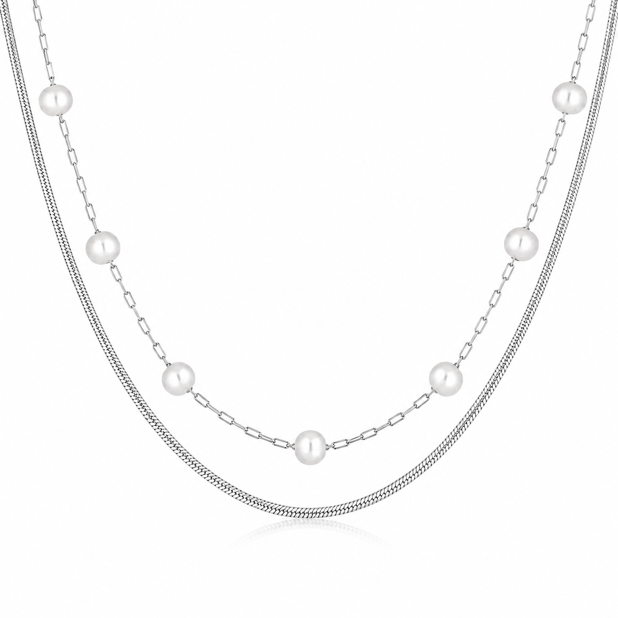 Bohomoon Stainless Steel Lydia Pearl Layered Necklace