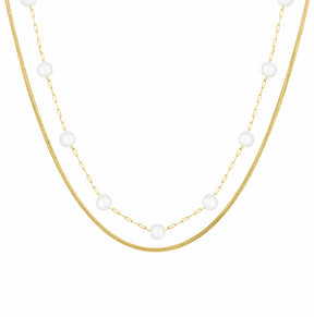 Bohomoon Stainless Steel Lydia Pearl Layered Necklace