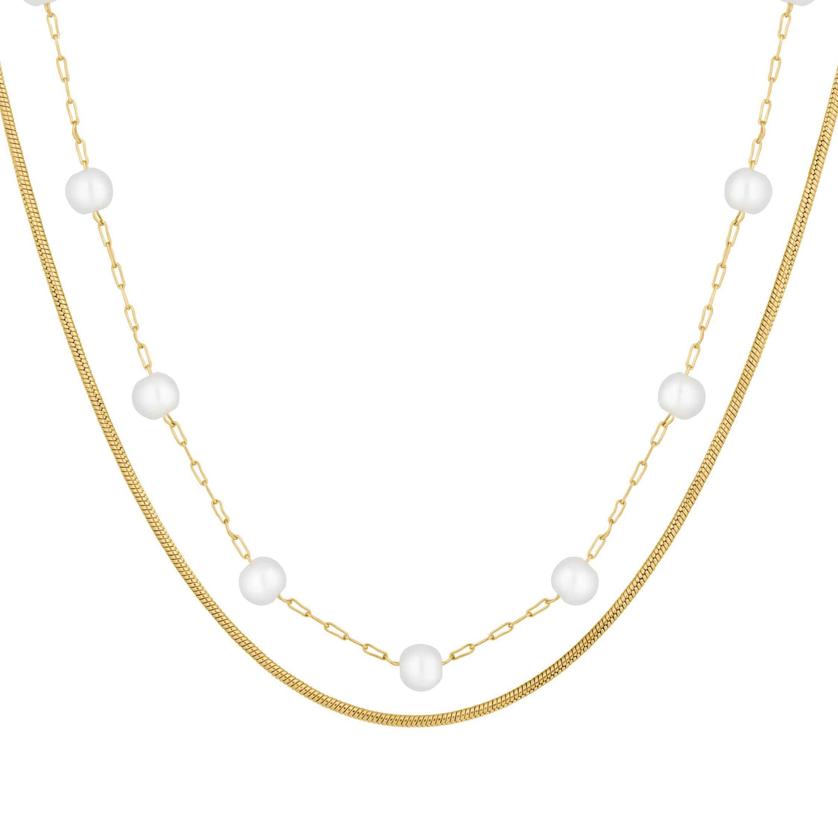 Bohomoon Stainless Steel Lydia Pearl Layered Necklace