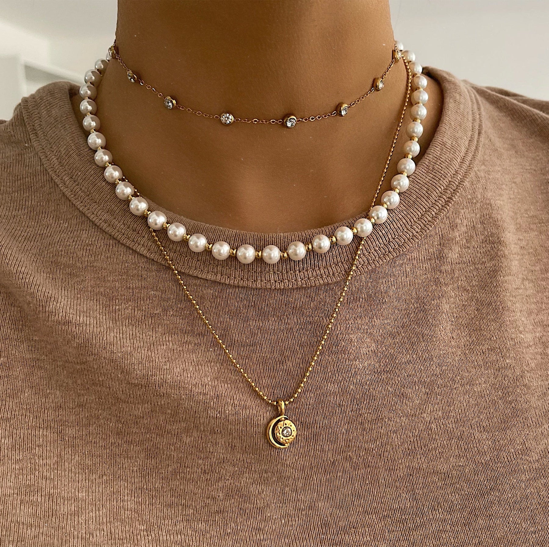 BohoMoon Stainless Steel Macy Pearl Necklace