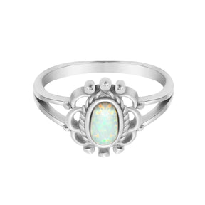 BohoMoon Stainless Steel Majestic Opal Ring Silver / US 6 / UK L / EUR 51 (small)