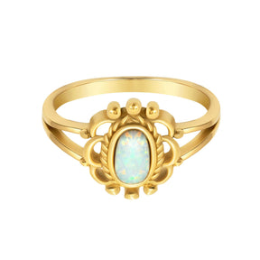BohoMoon Stainless Steel Majestic Opal Ring Gold / US 6 / UK L / EUR 51 (small)