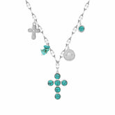 Bohomoon Stainless Steel Marble Cross Charm Necklace