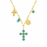 Bohomoon Stainless Steel Marble Cross Charm Necklace