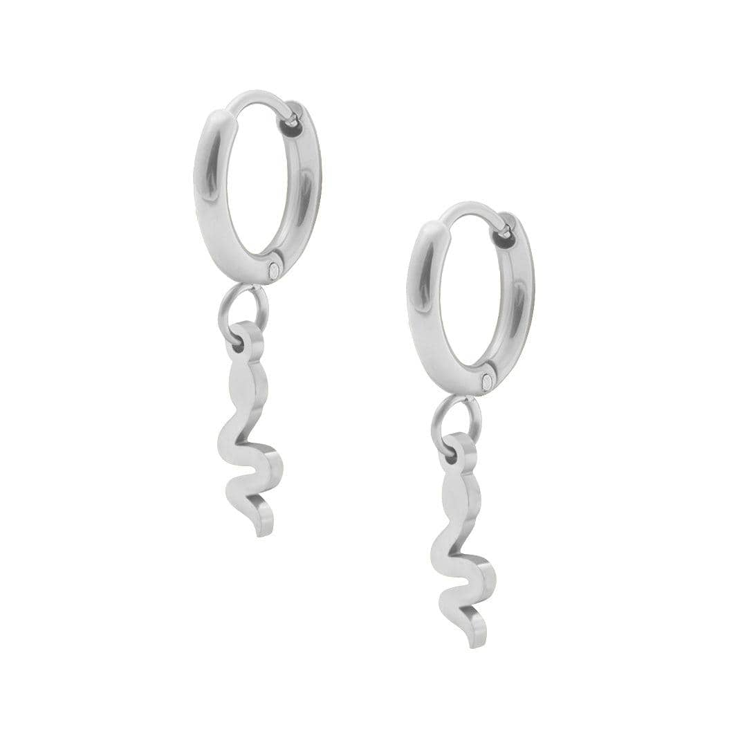 BohoMoon Stainless Steel Medusa Hoop Earrings Silver