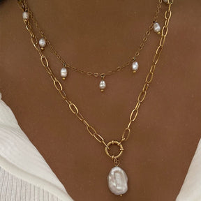 BohoMoon Stainless Steel Milly Pearl Necklace