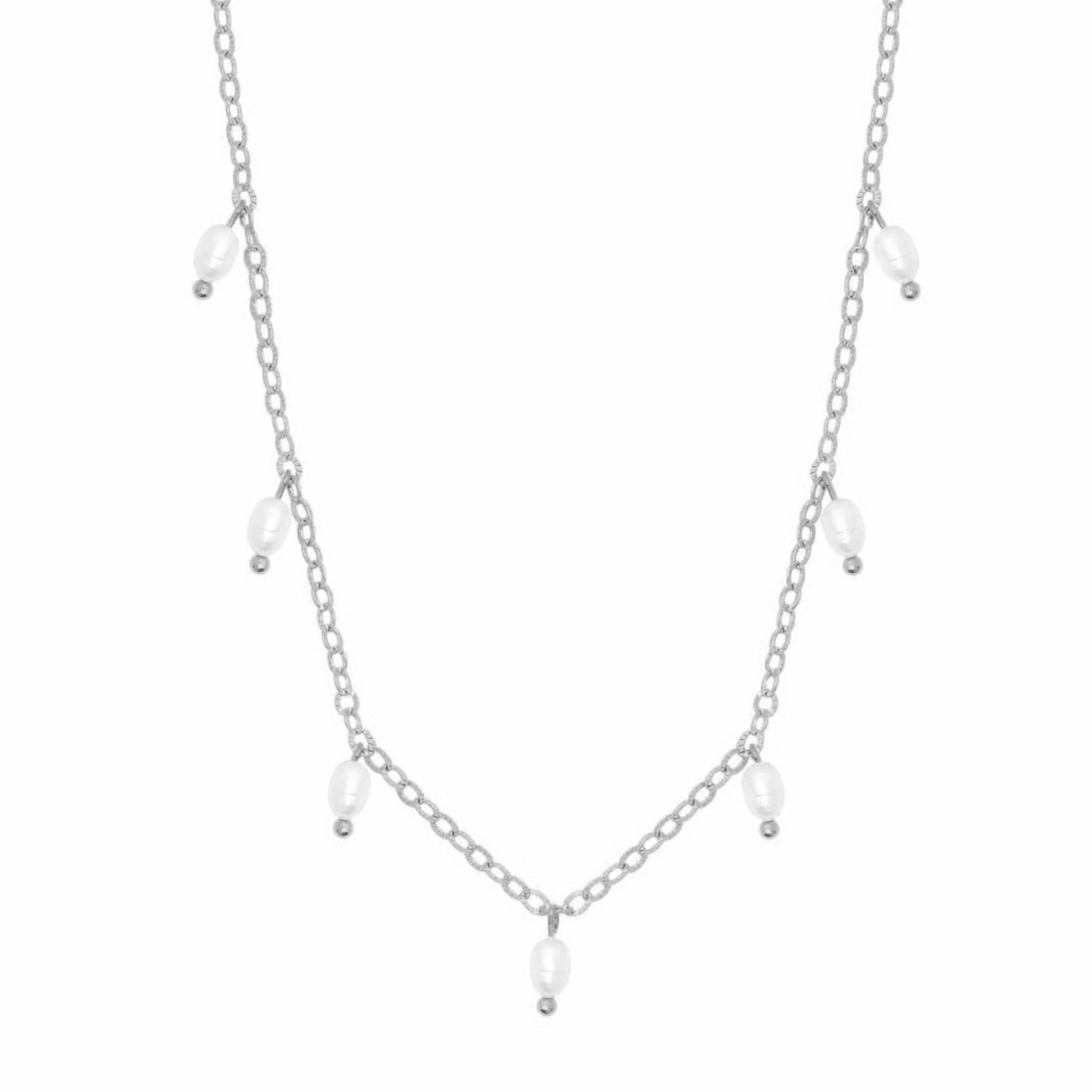 BohoMoon Stainless Steel Milly Pearl Necklace Silver