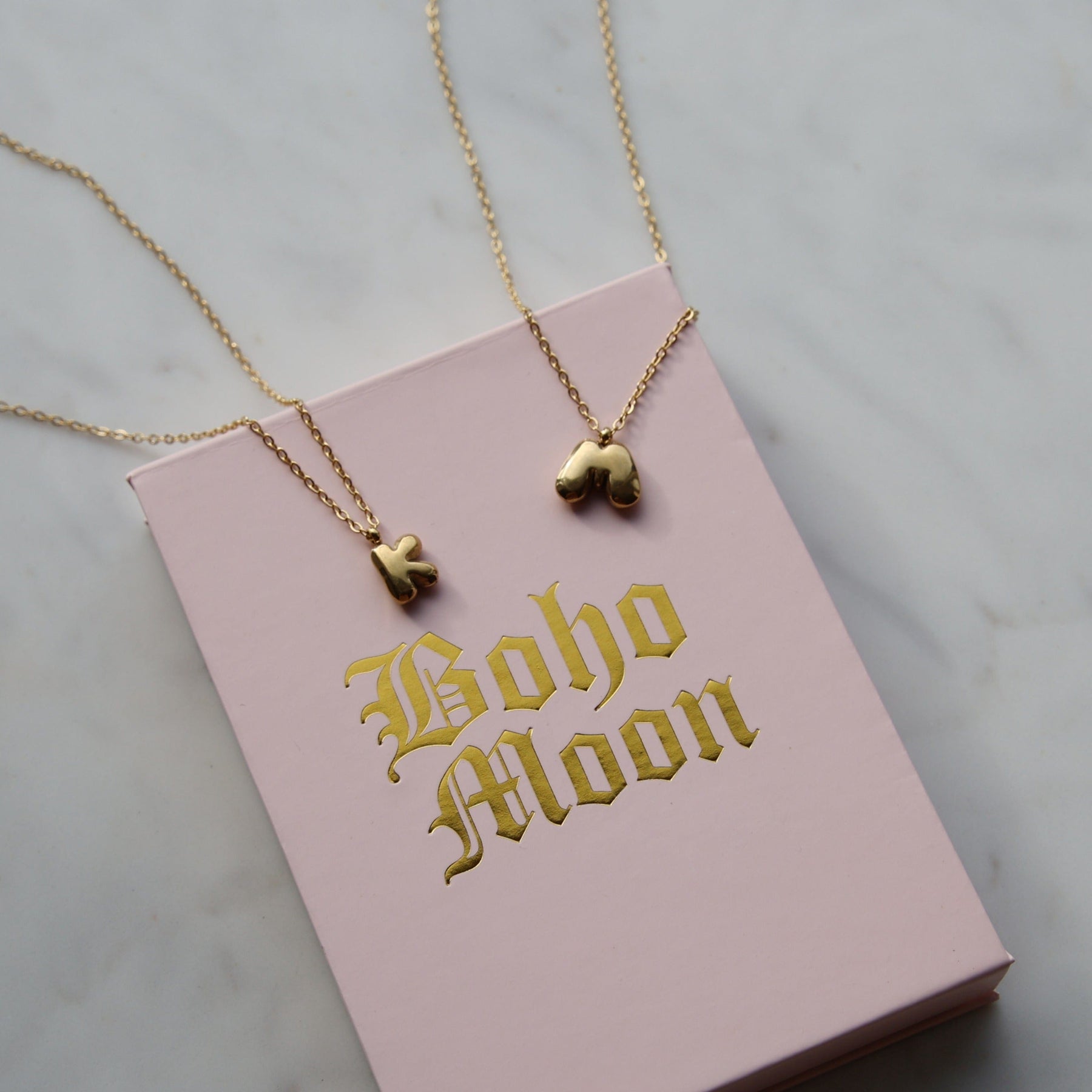 Bohomoon Stainless Steel Mini Bubble Initial Necklace