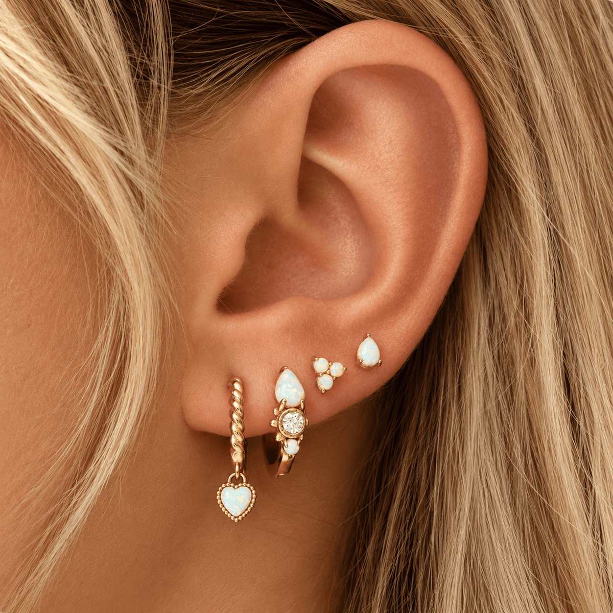 Bohomoon Stainless Steel Mirabel Opal Hoop Earrings