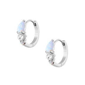 BohoMoon Stainless Steel Mirabel Opal Hoop Earrings Silver