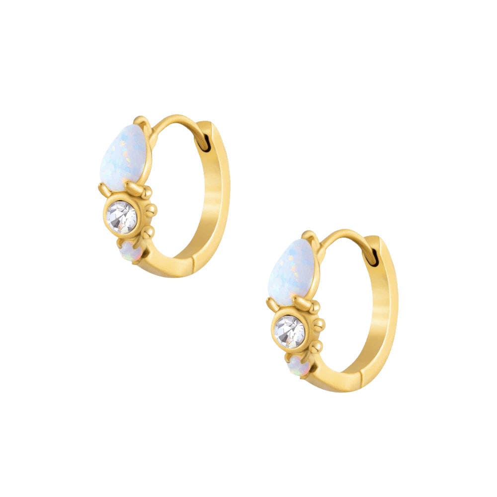BohoMoon Stainless Steel Mirabel Opal Hoop Earrings Gold