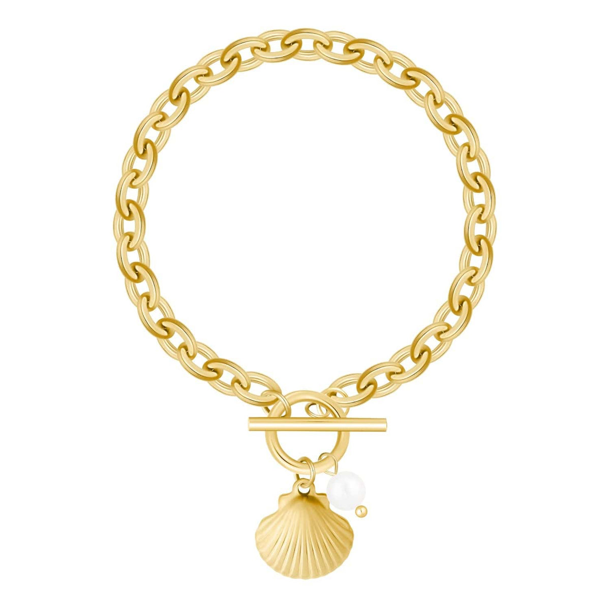Bohomoon Stainless Steel Monaco Pearl TBar Bracelet