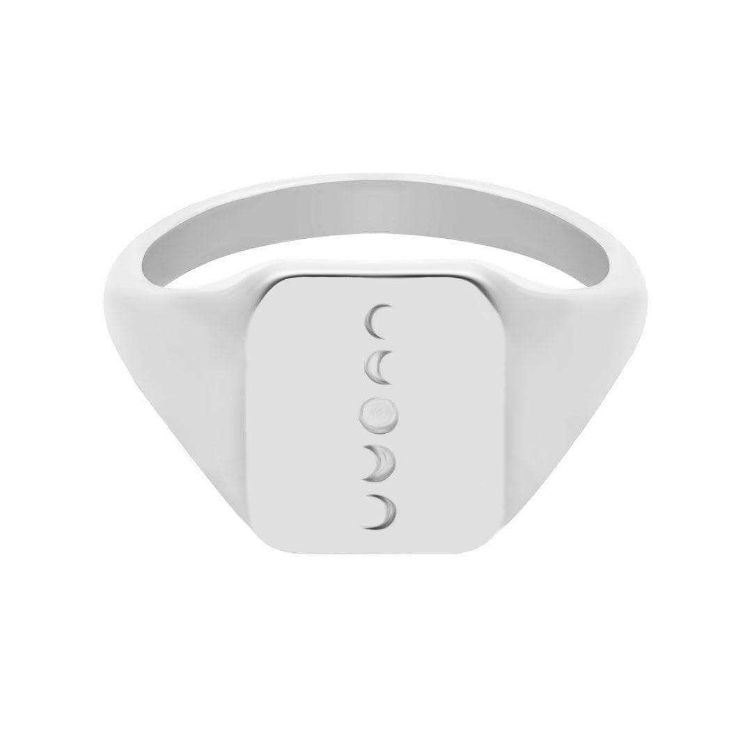 BohoMoon Stainless Steel Moon Phases Signet Ring Silver / US 6 / UK L / EUR 51 (small)