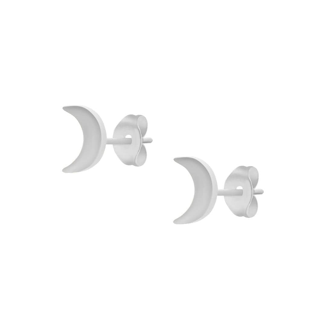 BohoMoon Stainless Steel Moonshine Stud Earrings Silver