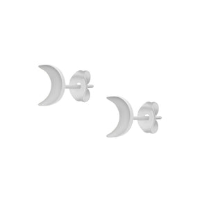 BohoMoon Stainless Steel Moonshine Stud Earrings Silver