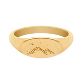 BohoMoon Stainless Steel Mountains Signet Ring Gold / US 5 / UK J / EUR 49 (x small)