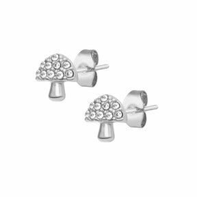 BohoMoon Stainless Steel Mushroom Stud Earrings Silver