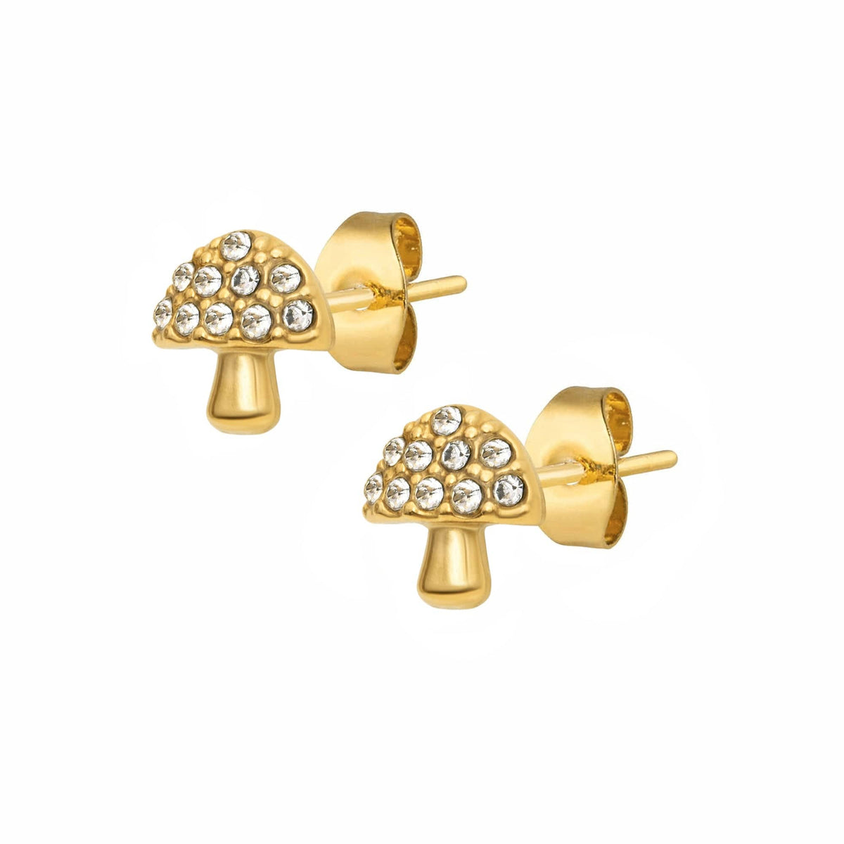 BohoMoon Stainless Steel Mushroom Stud Earrings Gold