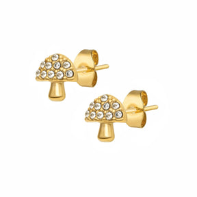 BohoMoon Stainless Steel Mushroom Stud Earrings Gold