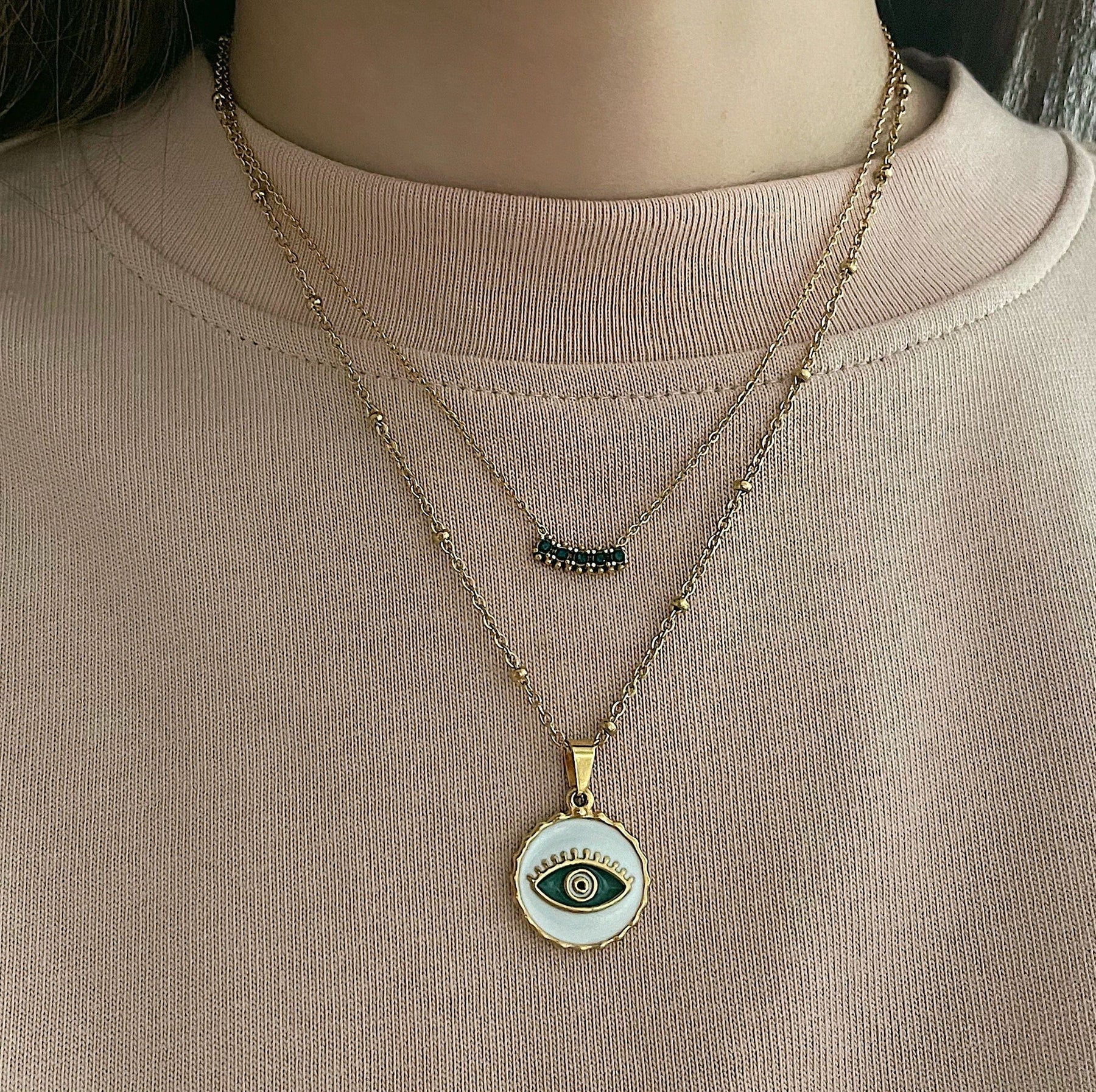 BohoMoon Stainless Steel Mystic Eye Necklace Gold