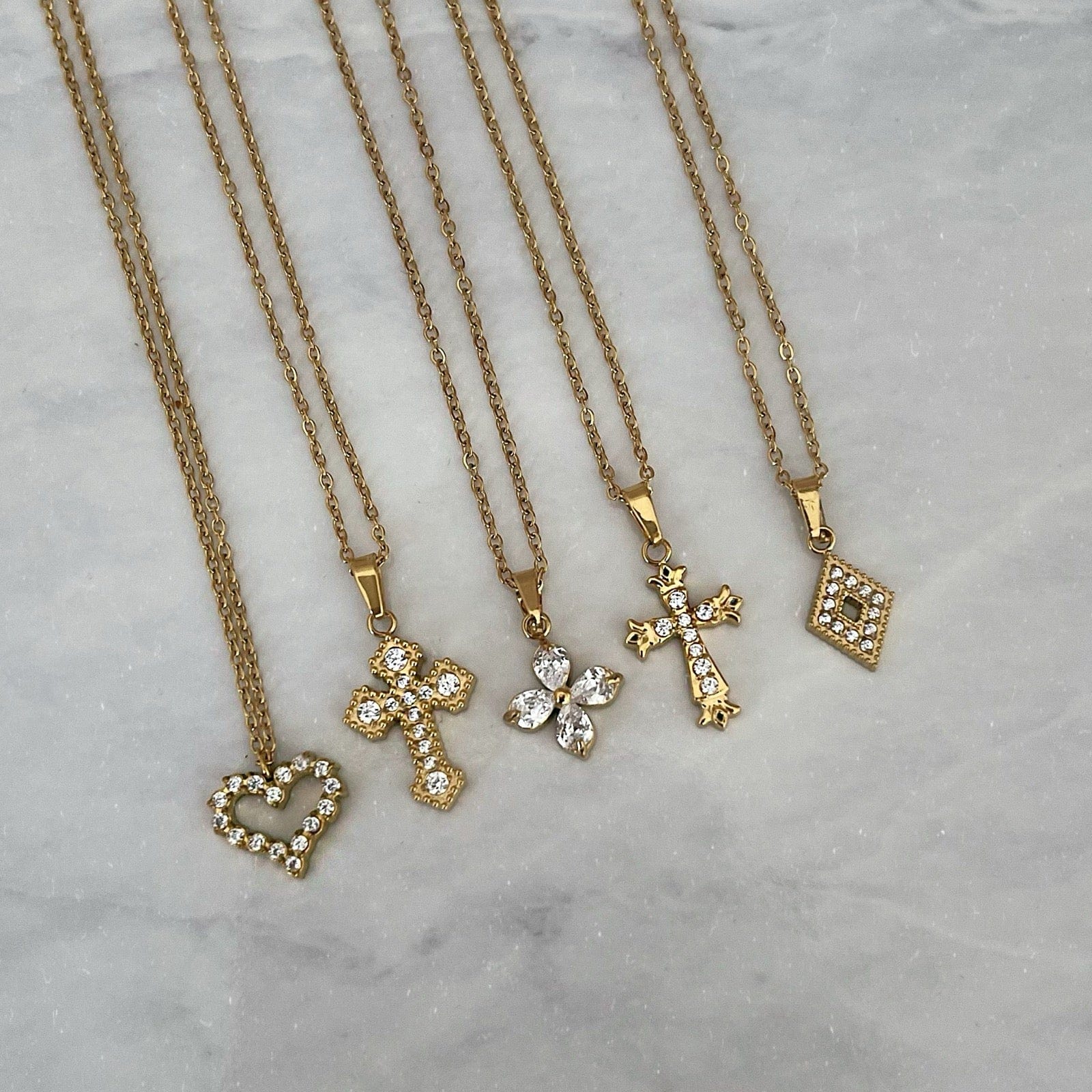 BohoMoon Stainless Steel Natalya Cross Necklace Gold