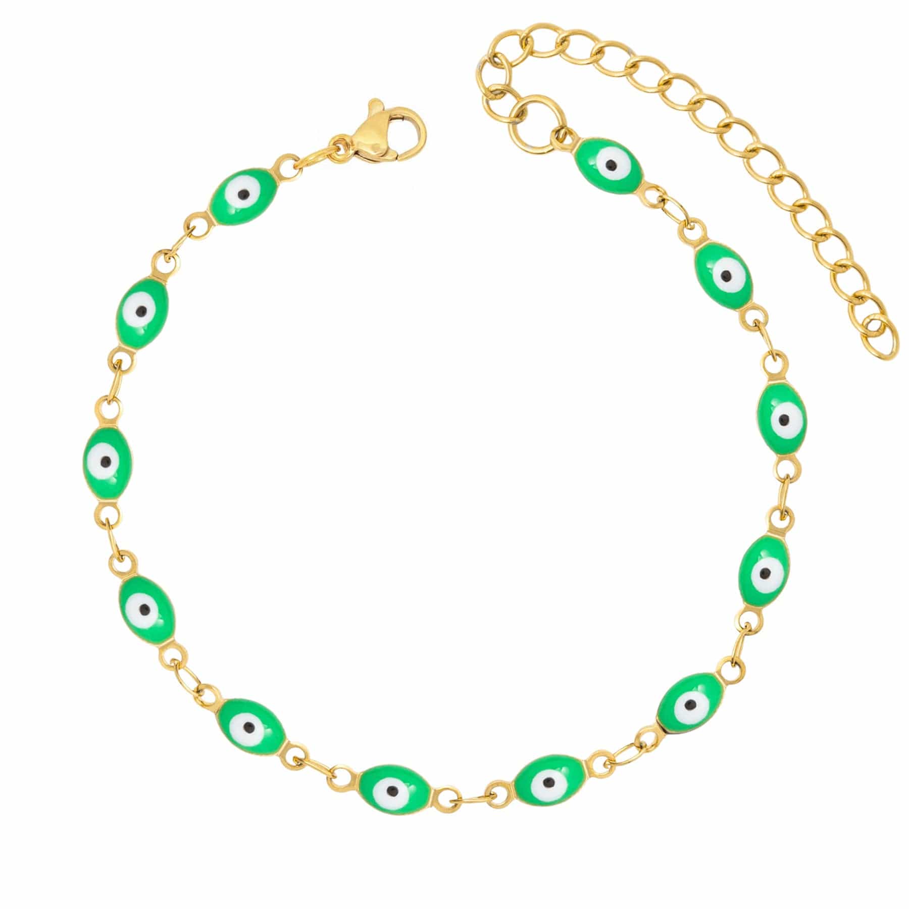 BohoMoon Stainless Steel Evil Eye Bracelet Gold / Green