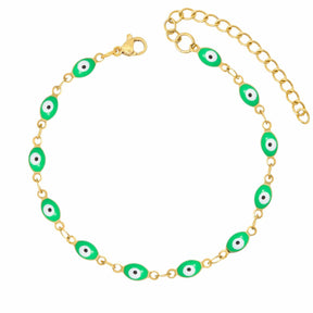 BohoMoon Stainless Steel Evil Eye Bracelet Gold / Green