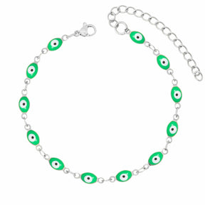 BohoMoon Stainless Steel Evil Eye Bracelet Silver / Green
