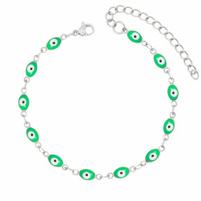 BohoMoon Stainless Steel Evil Eye Bracelet Silver / Green