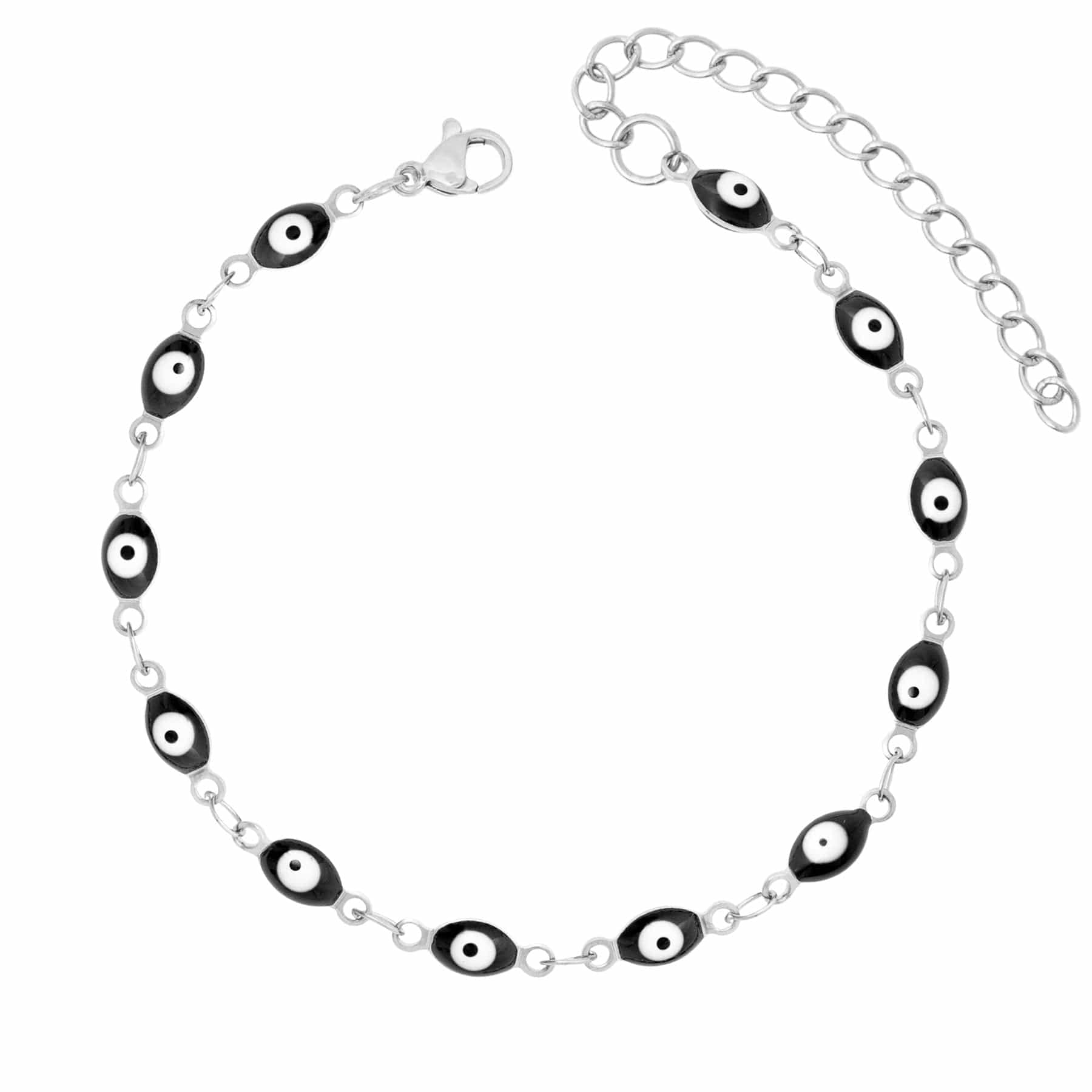 BohoMoon Stainless Steel Evil Eye Bracelet Silver / Black