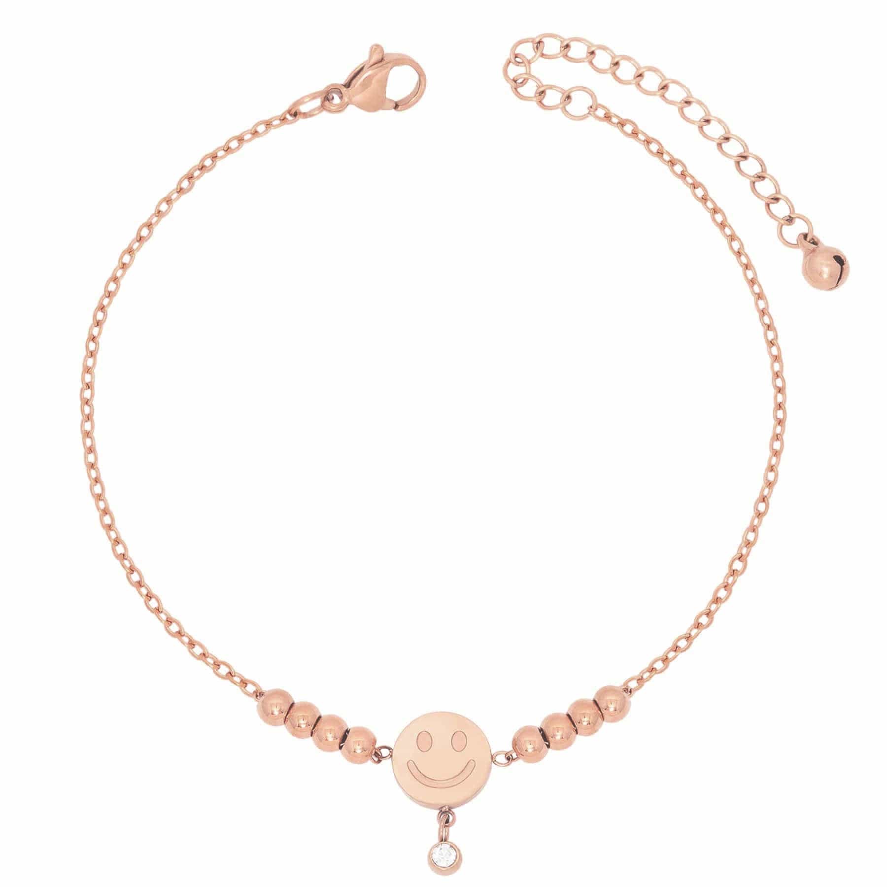 BohoMoon Stainless Steel Smiley Anklet Rose Gold