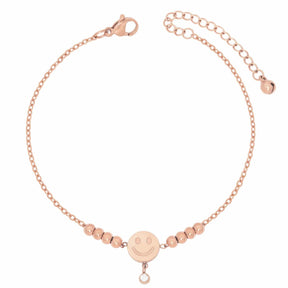 BohoMoon Stainless Steel Smiley Anklet Rose Gold
