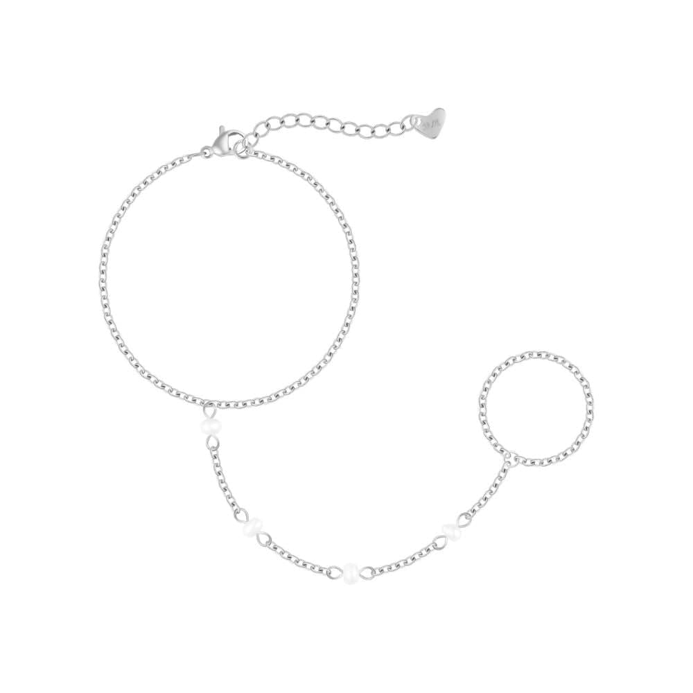 Bohomoon Stainless Steel Nico Pearl Hand Chain Bracelet