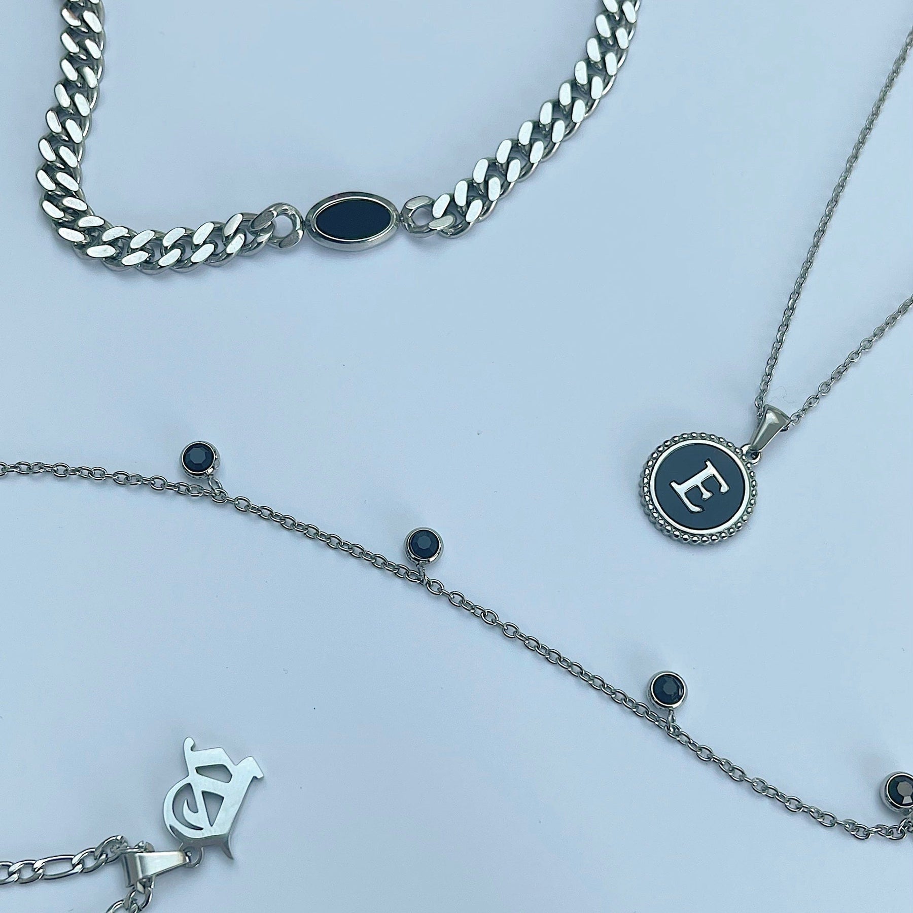 BohoMoon Stainless Steel Noire Initial Necklace