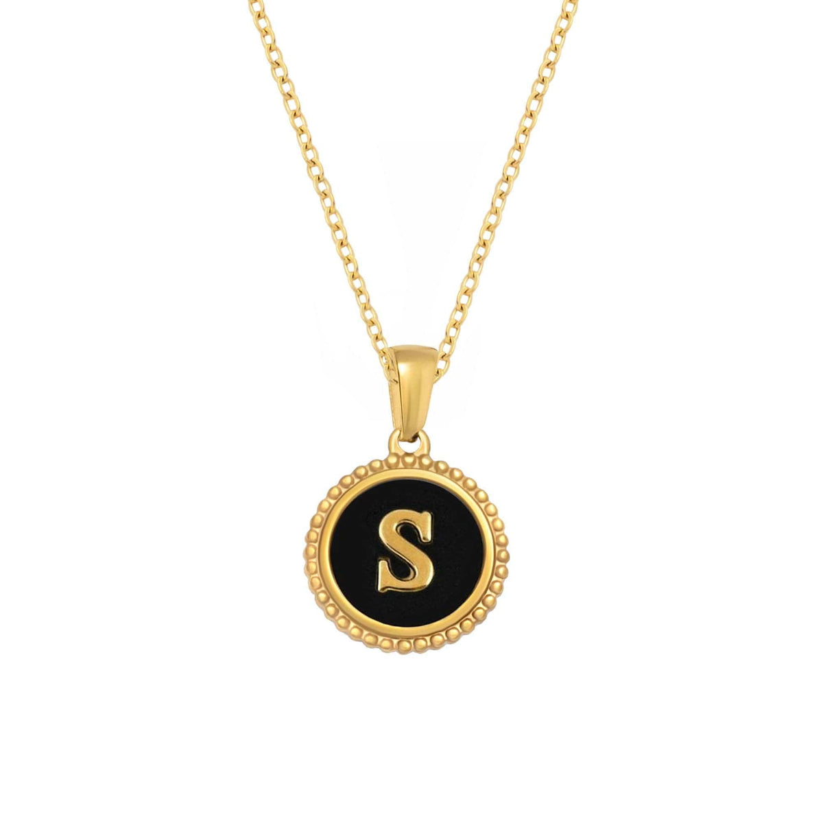 BohoMoon Stainless Steel Noire Initial Necklace Gold / A